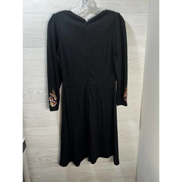 Loft Black Embroidery Fit And Flare Dress Size 0 - Picture 4 of 8